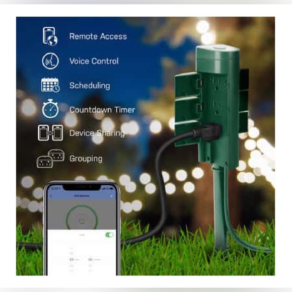 NIB Feit Electric Smart Wi-Fi Outdoor 6 Outlet Yard Stake Green - Picture 2 of 9